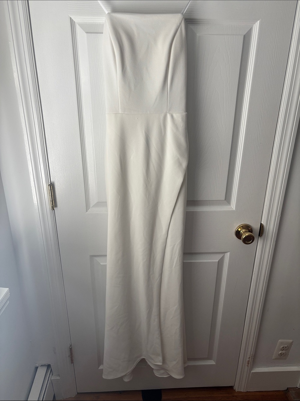 Aqua Strapless White Formal Gown